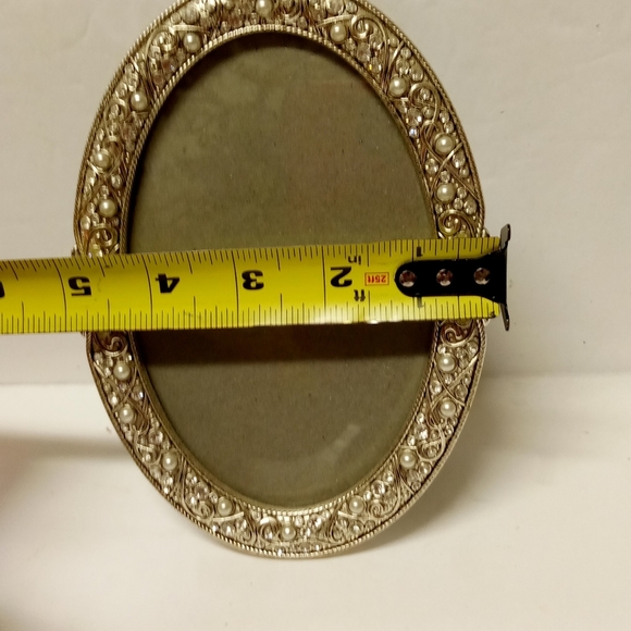 ❤SilverTone Oval Frame Pearls & Crystal or Rhinestones Metal Decorative Jewels - Picture 4 of 5